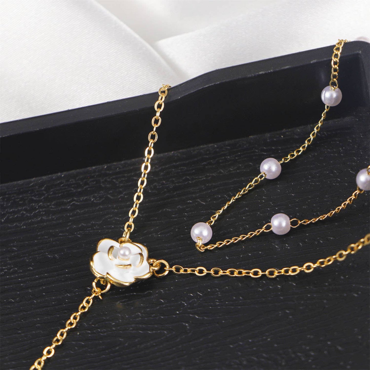 LUXURY PEARL NECKLACE BEADED COLLARBONE CHAIN