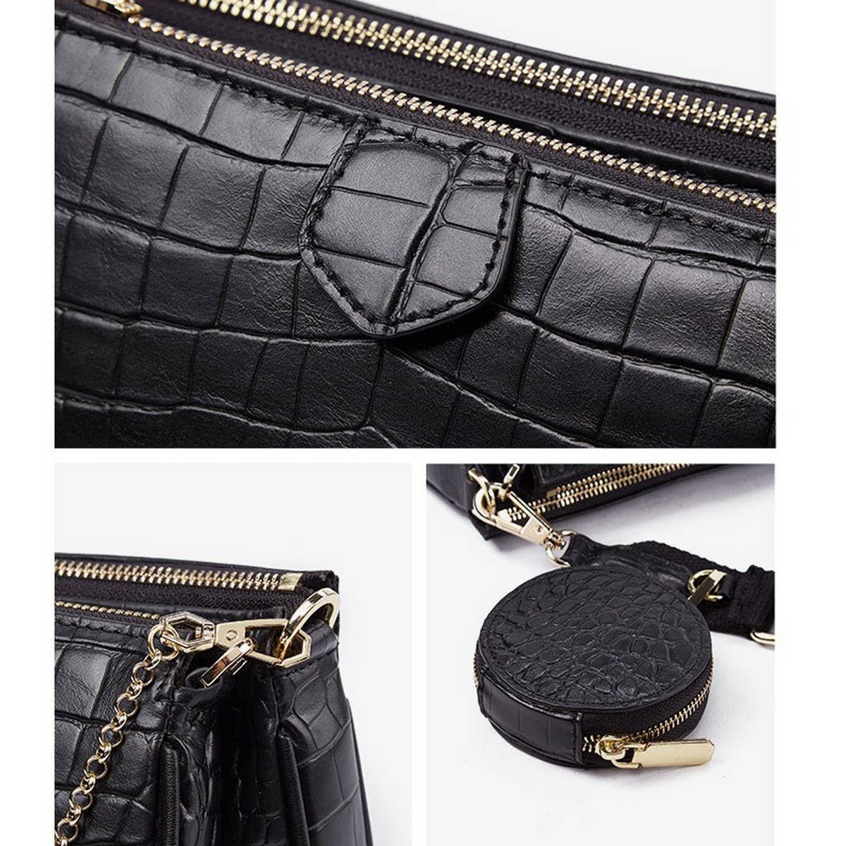 CROCODILE PATTERN ZERO WALLET SHOULDER BAG_CWAB1392