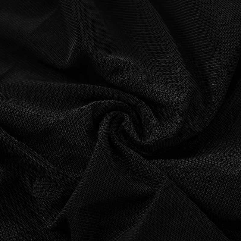 Sheer Mesh One-Shoulder Bodycon Dress