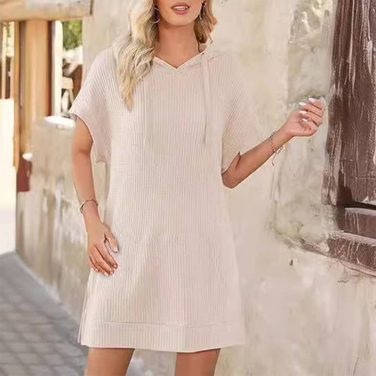 KNIT SIDE SLIT BELTED HOODIE