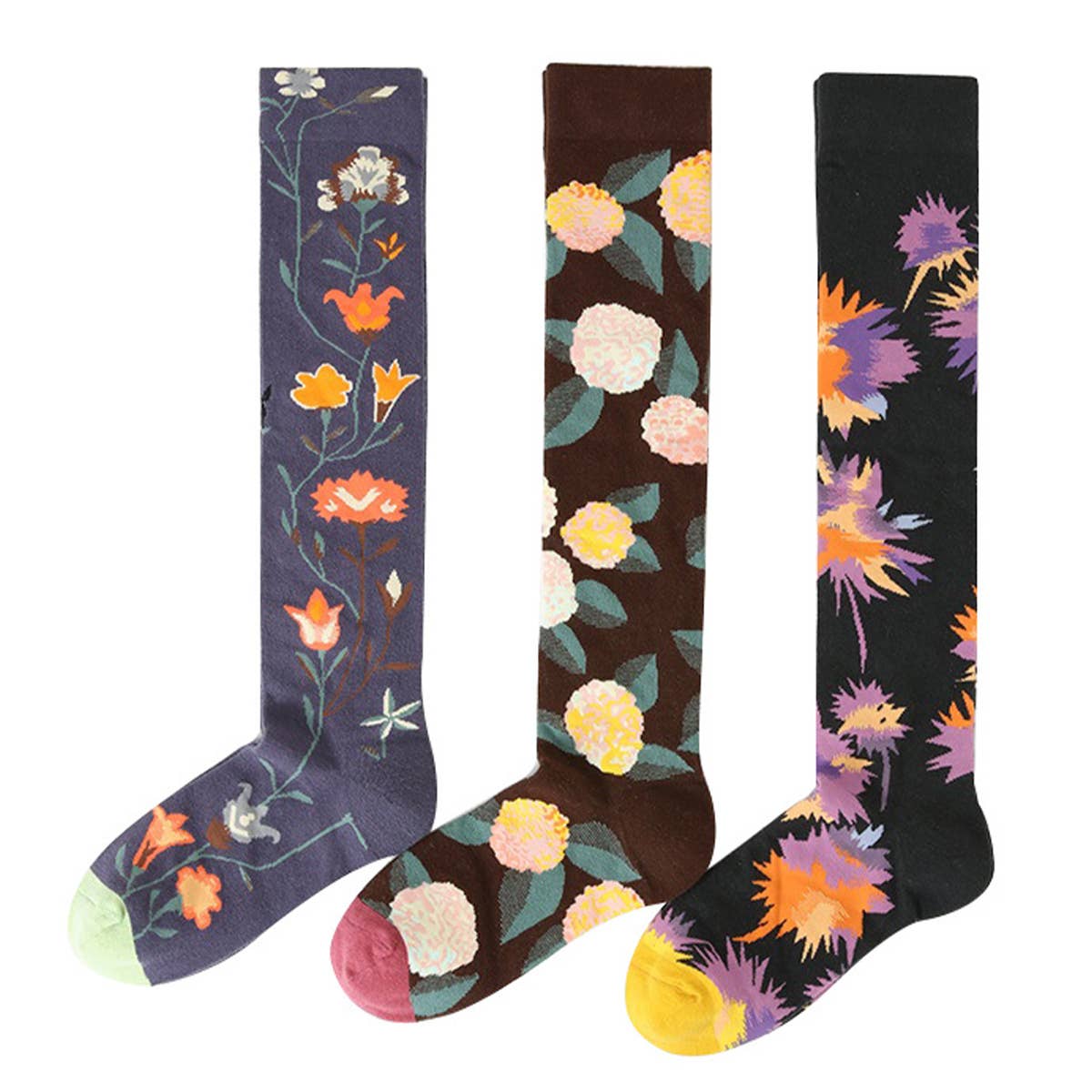 FANCY DESIGN PATTERNED KNEE HIGH SOCKS_CWMS0188
