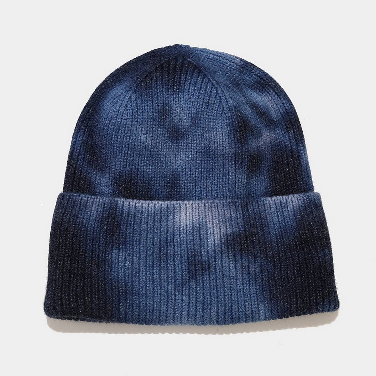 OUTDOOR WARM CURLED EDGE TIE-DYE KNITTED HAT_CWAH1593