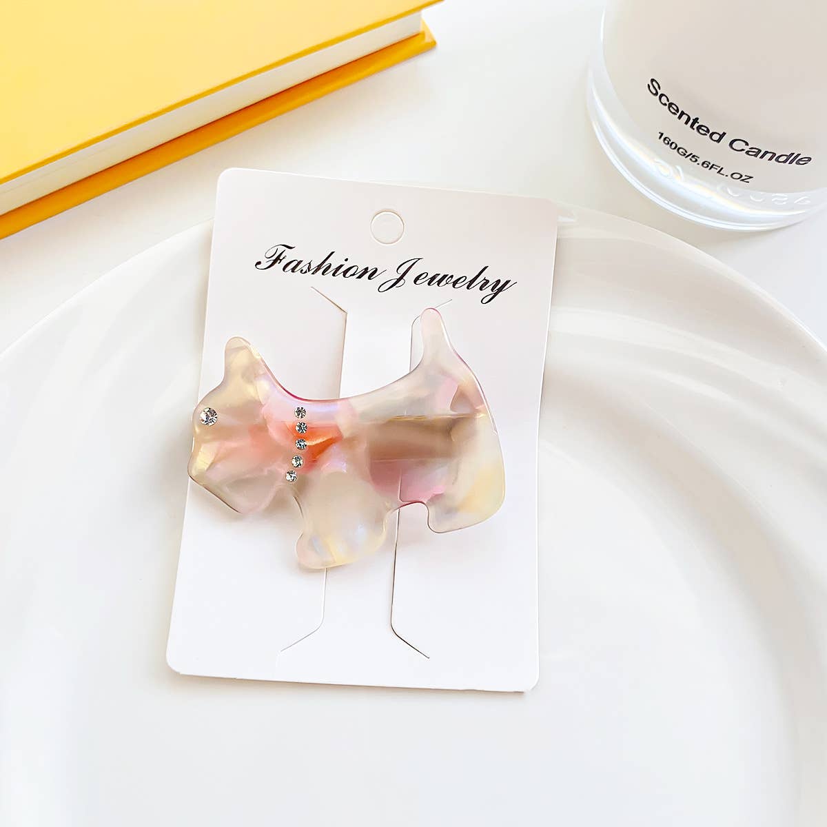 French vintage diamond-encrusted puppy hair clip