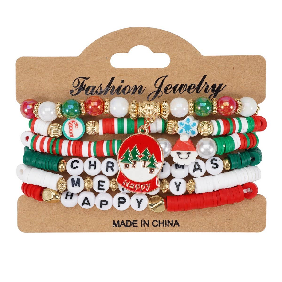 CWAJE05702_CHRISTMAS SNOWMAN TREE REINDEER CHARM BRACELET