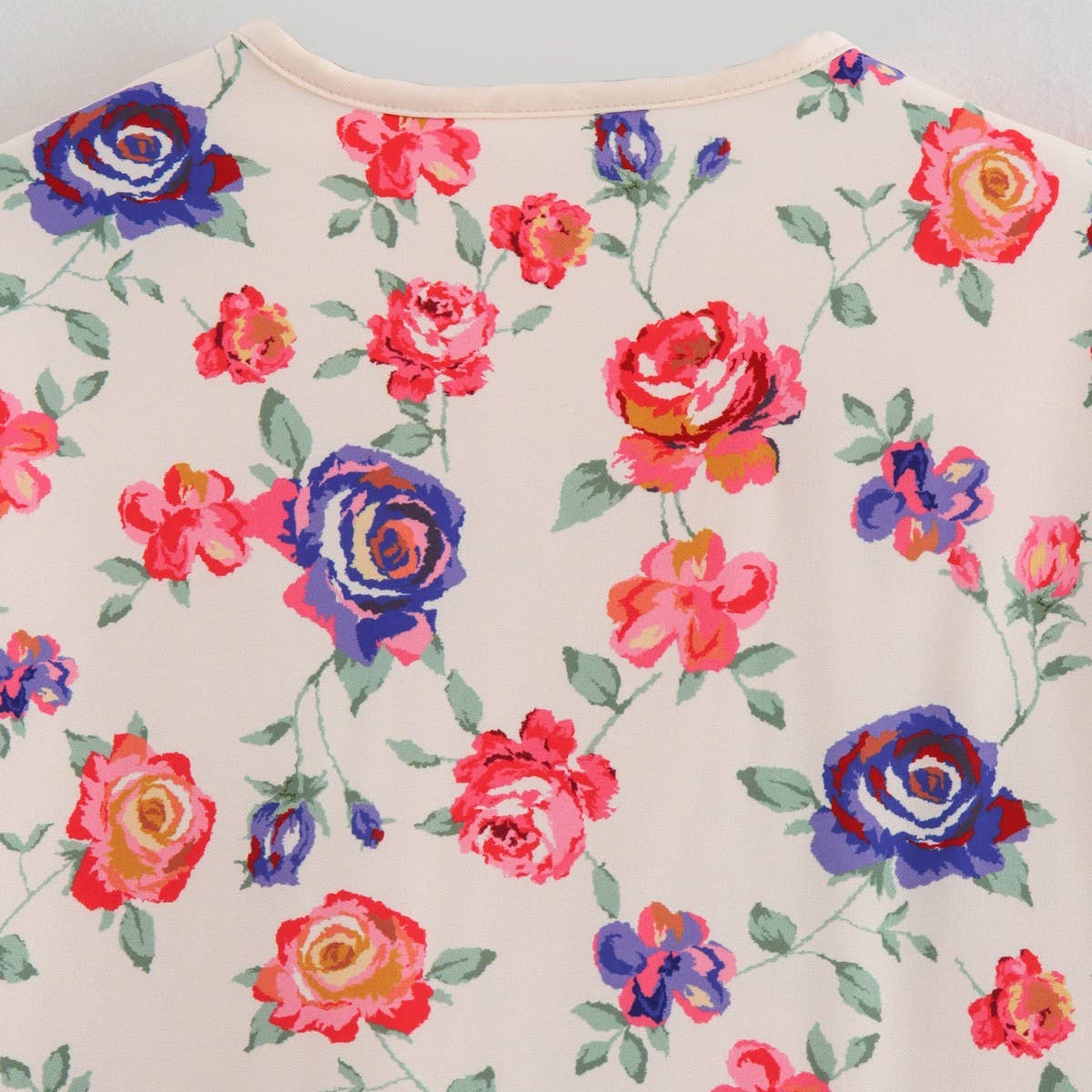 FLORAL PRINT V-NECK LOOSE CARDIGAN QUILTED JACKET