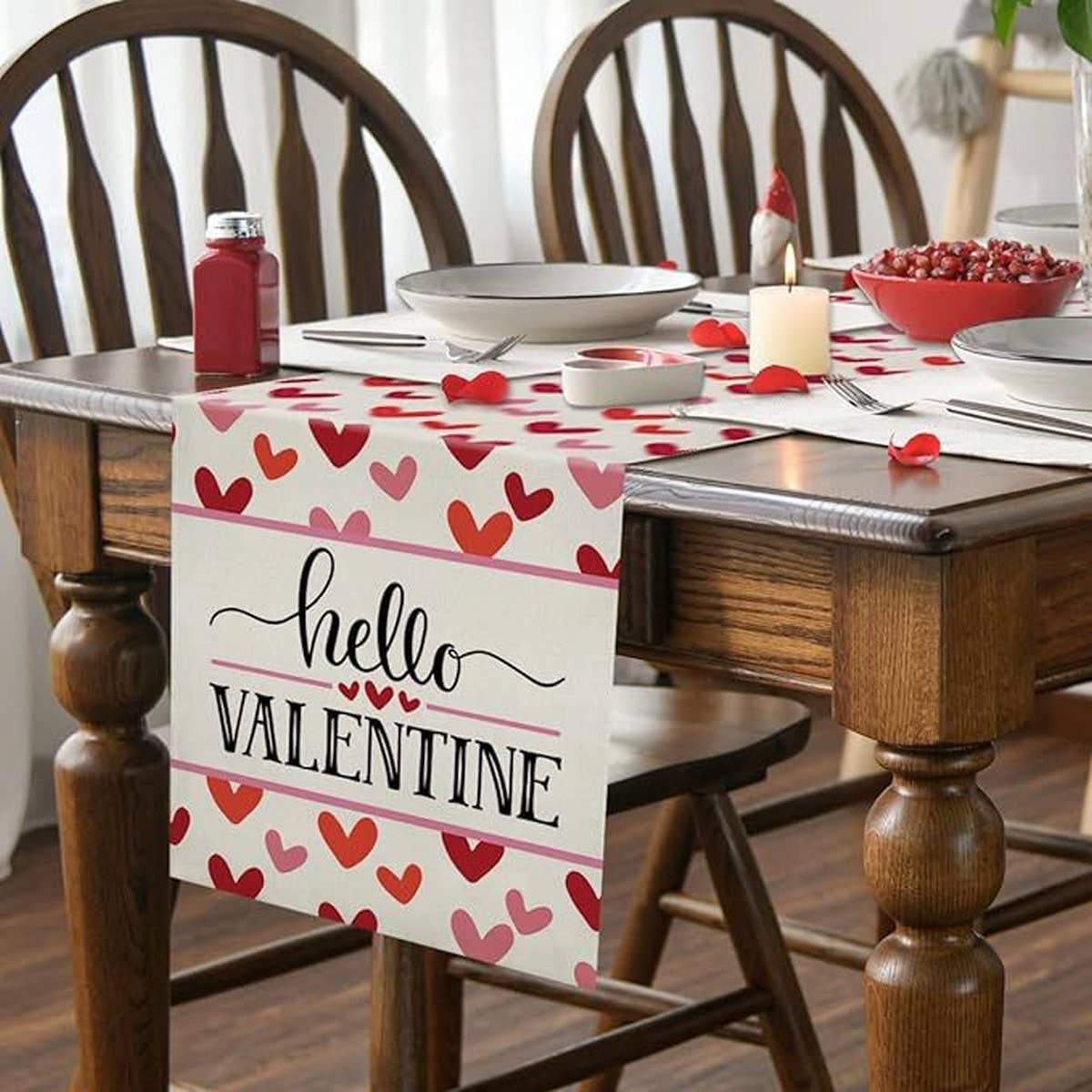 VALENTINE'S DAY HEART ROSE PRINTED TABLECLOTH