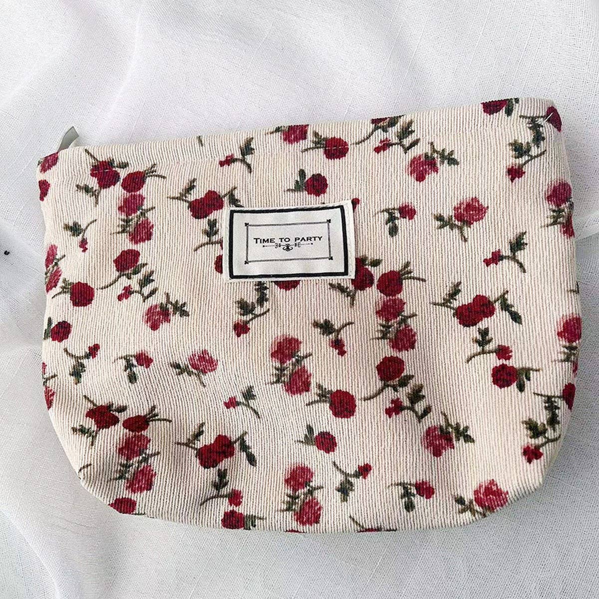 CONTRAST FLOWER PATTERN ZIPPER PORTABLE WASH BAG_CWAB1217