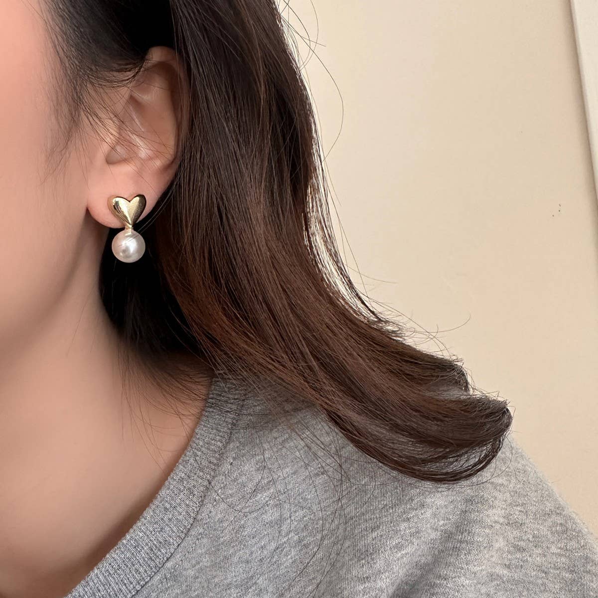 VALENTINE'S DAY NEW SIMPLE PEARL HEART EARRINGS