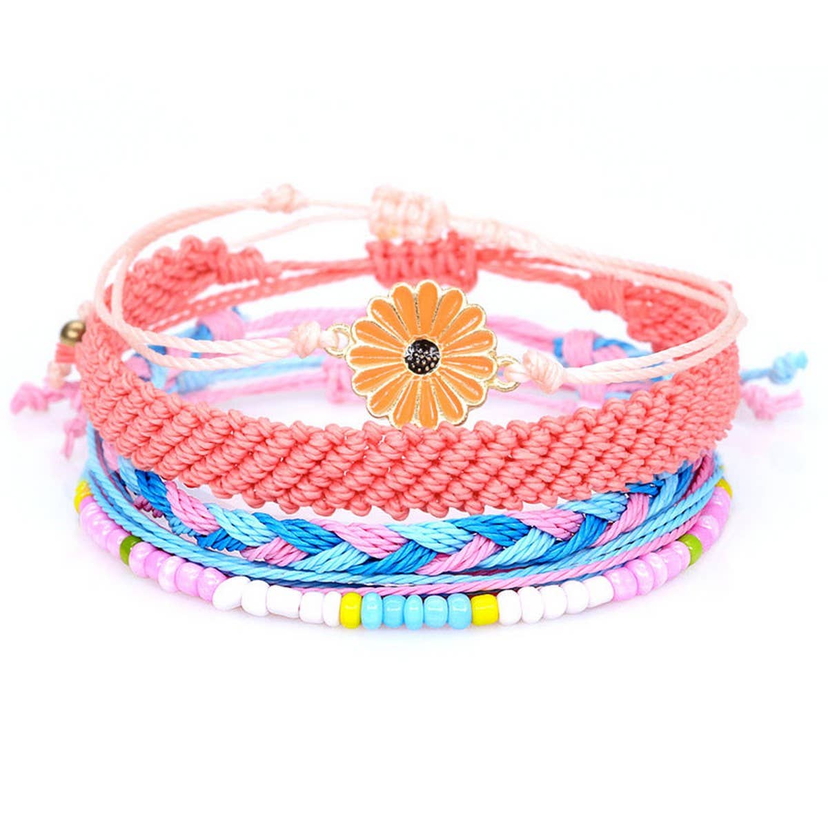 SUNFLOWER DAISY MIXED COLOR WOVEN BRACELET