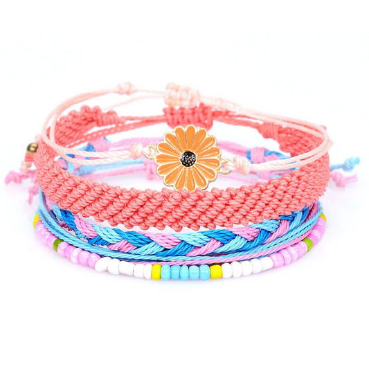 SUNFLOWER DAISY MIXED COLOR WOVEN BRACELET
