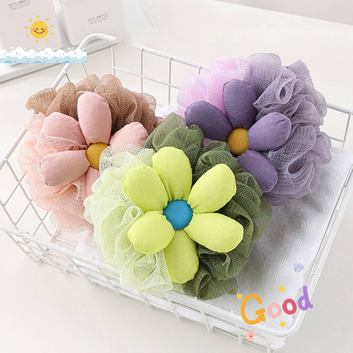 BATH POUF EXTRA LARGE TWO-COLOR FOAMING BATH BALL_CWMM3346