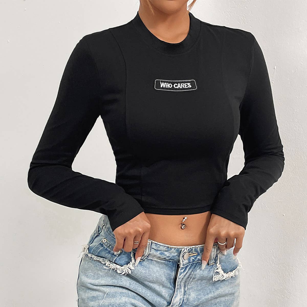 SLIM ULTRA SHORT HALF NECK LONG SLEEVE T-SHIRT