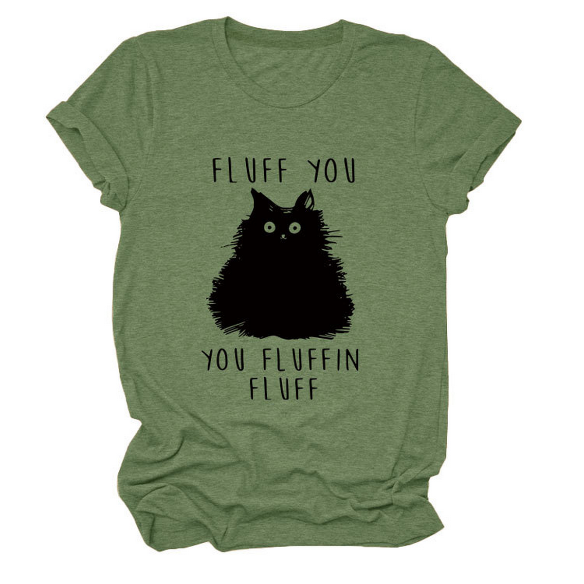 Women??¢s Graphic Tee ??Fluff You Cat Print_CWTTSL0510
