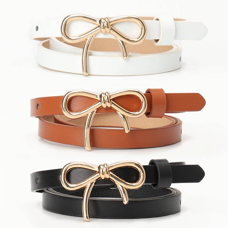Golden buckle versatile bow tie women's belt