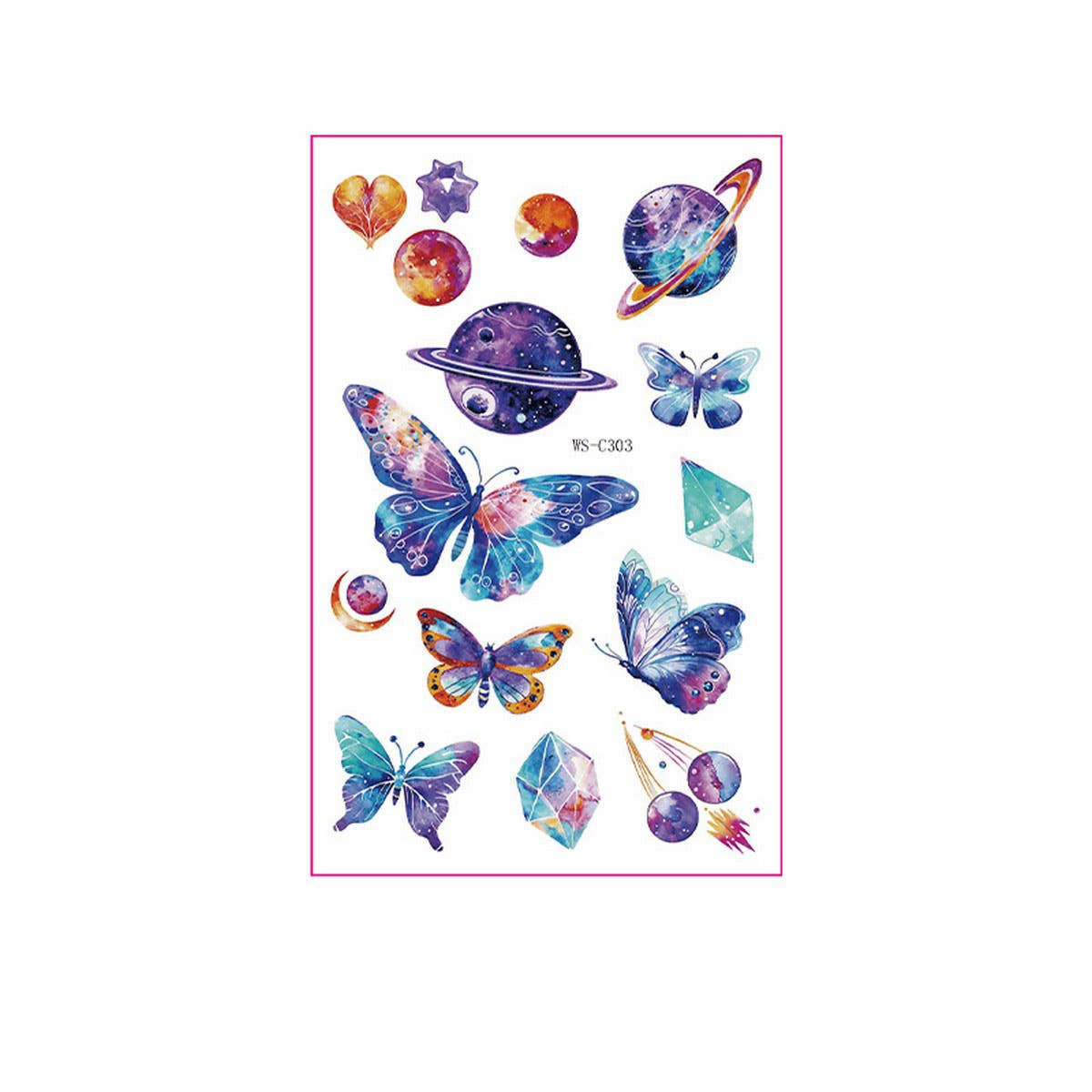 Kids Glitter Tattoo Stickers Bear Butterfly Stars