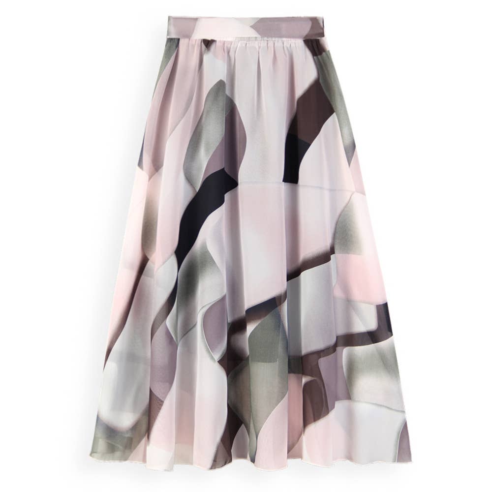 Floral big swing chiffon skirt