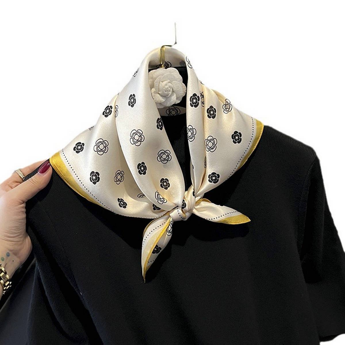Polka Dot Silk Scarf ??Elegant Tie Shawl for Women_CWASC0549