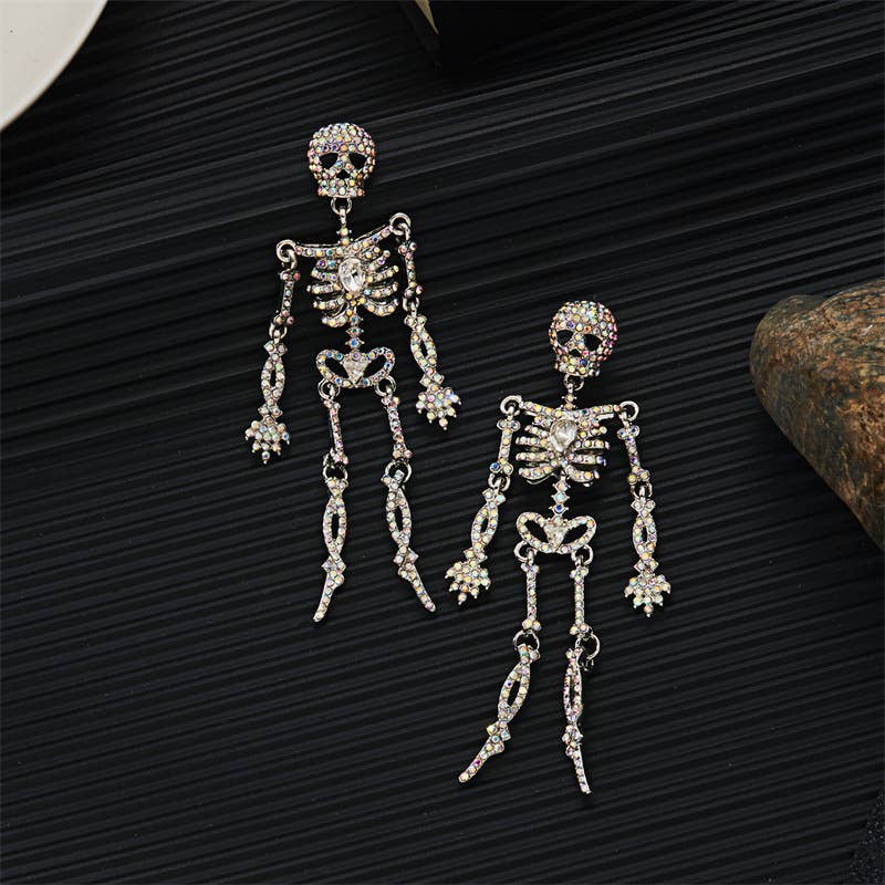 Creative Sparkly Skeleton Earrings Halloween Style_CWAJE0562