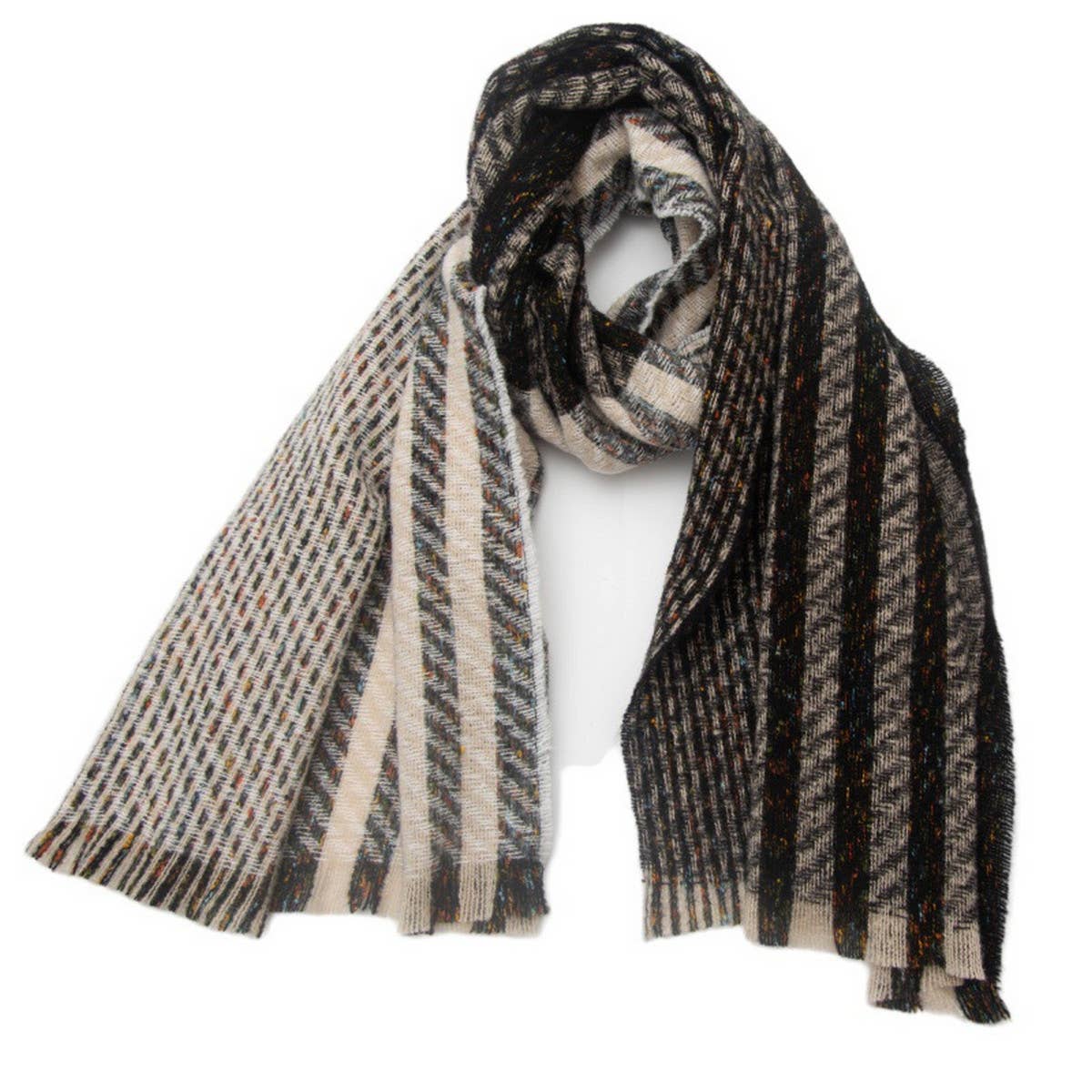 Striped Jacquard Scarf ??Unisex Winter Shawl_CWASC0866