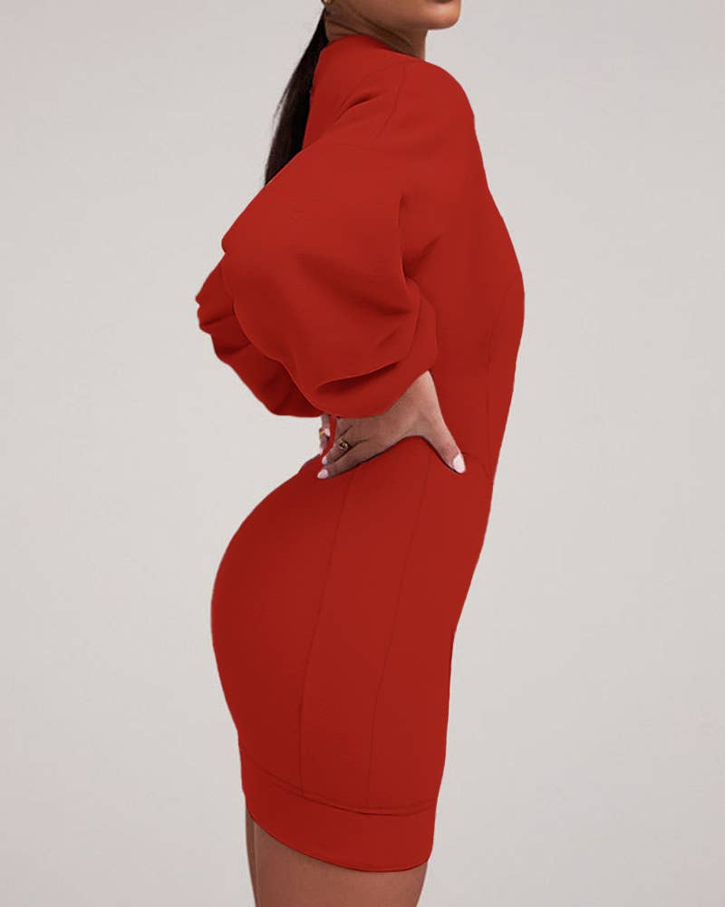 EMBELLISH SPLIT HIP LIFT LINE DESIGN SWEATDRESS