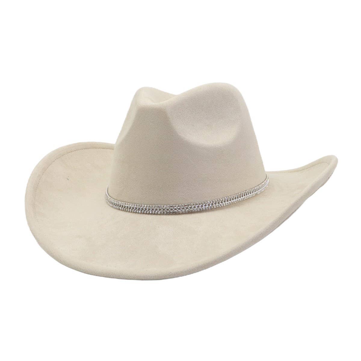 Suede Denim Cowboy Fedora Hat Western Ethnic Style_CWAH04394