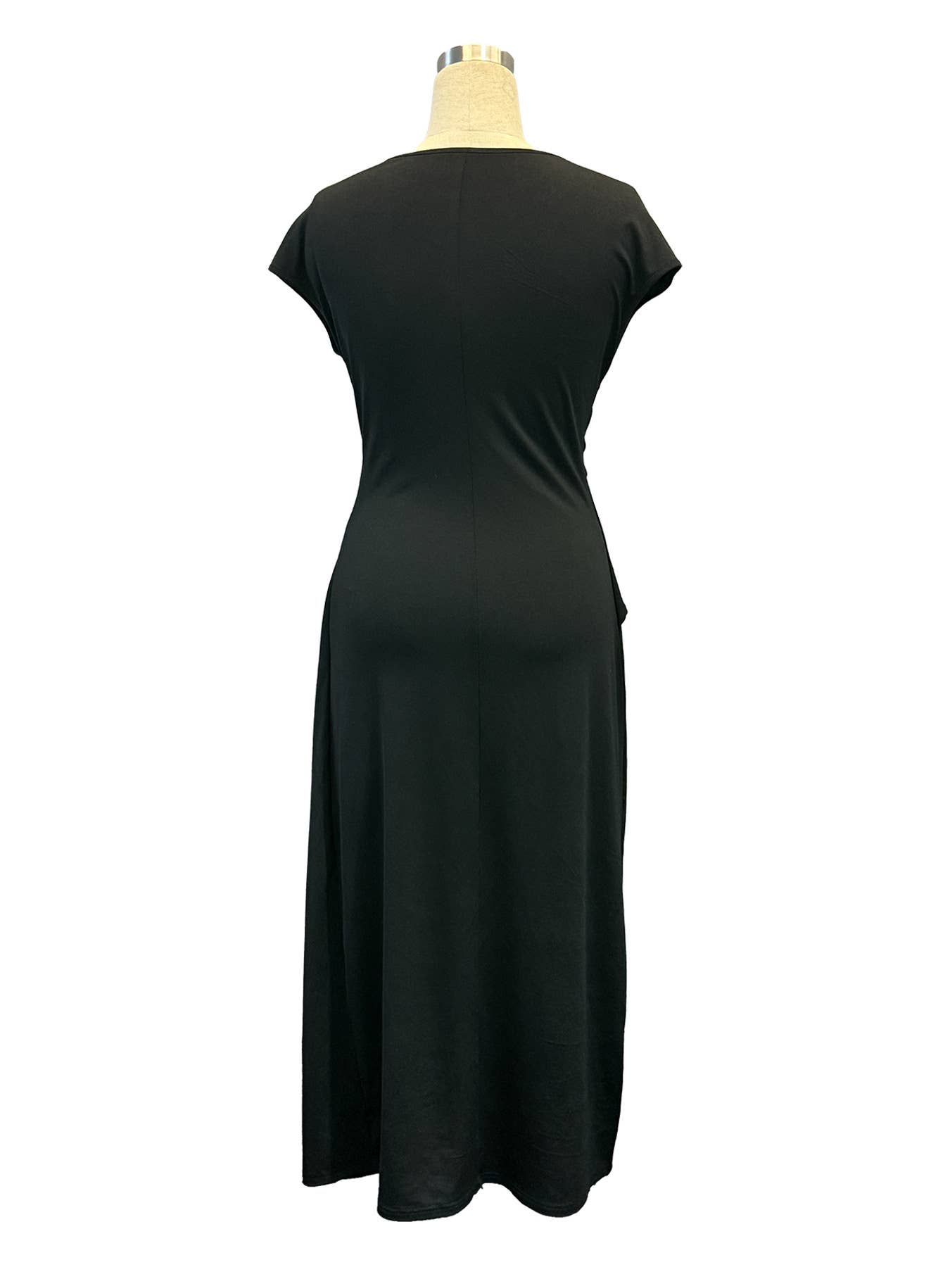 Round-neck solid-color,form-fitting long dress