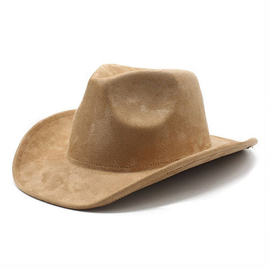 Unisex Suede Wide Brim Fedora Vintage Cowboy Hat_CWAH0824