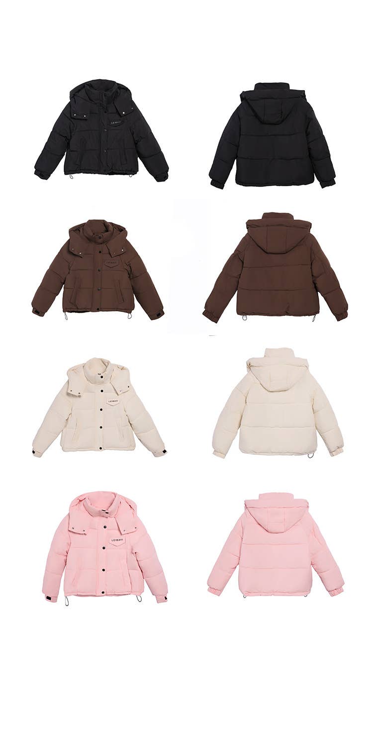 Large pocket paragraph hooded cotton jacket