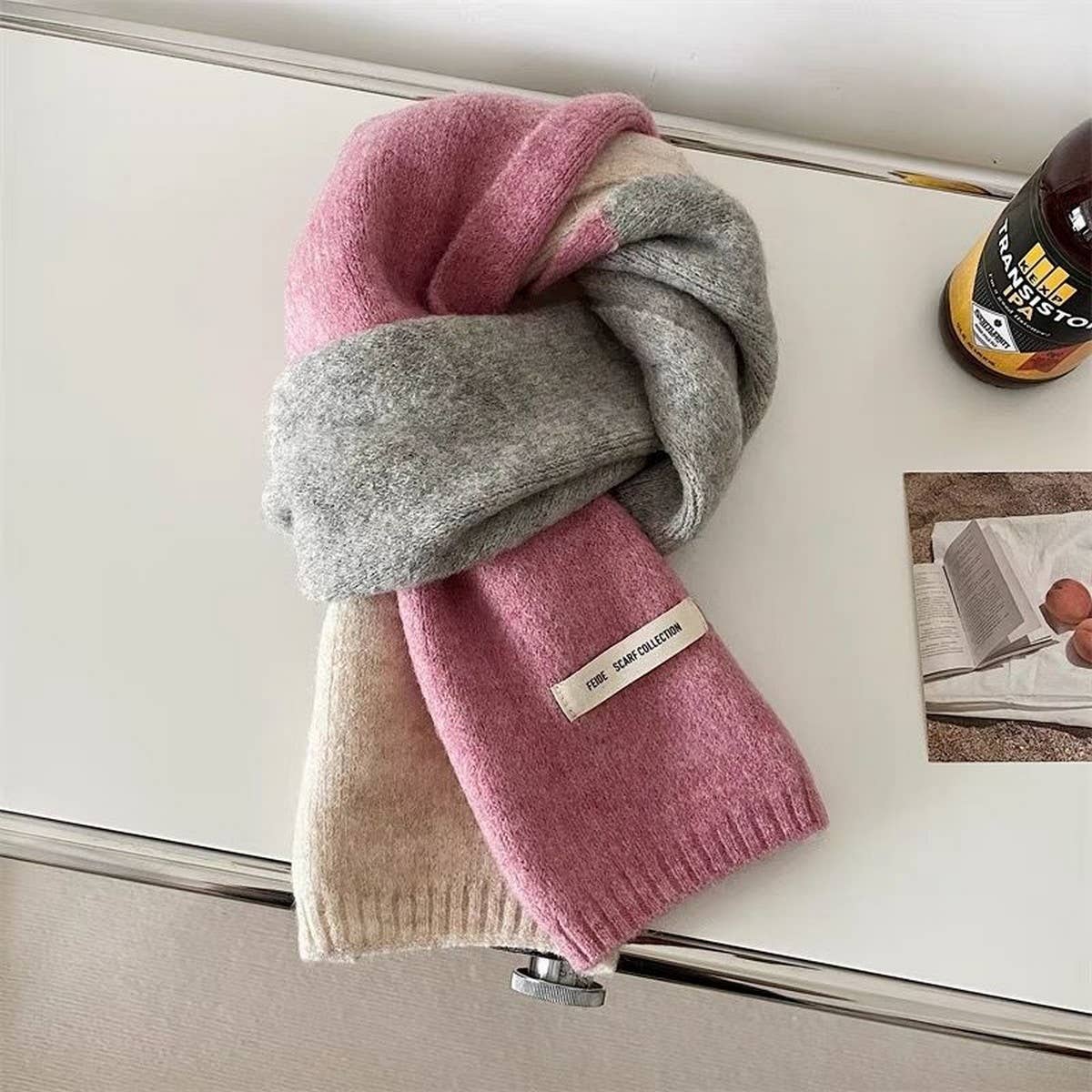 Faux Cashmere Knit Scarf - Thick Winter Neck Wrap