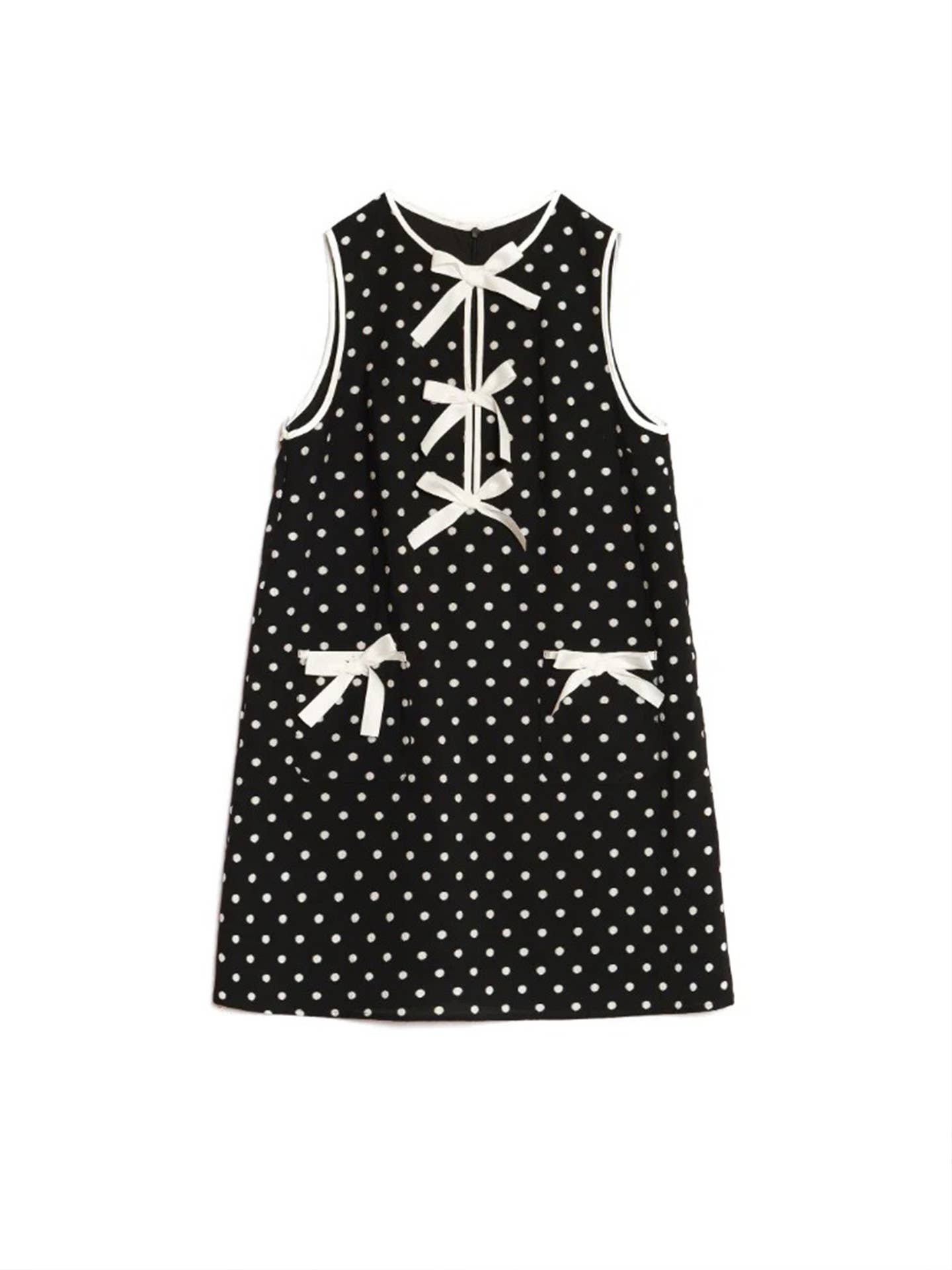 Round-neck sleeveless polka dot loose mini dress