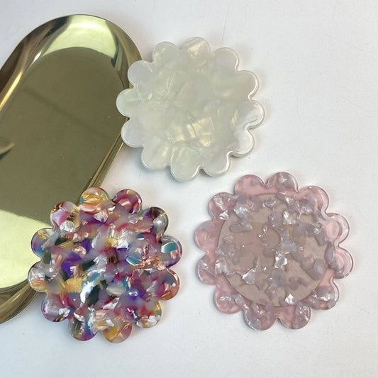 Floral Handheld Round Mirror Portable Makeup Mirror