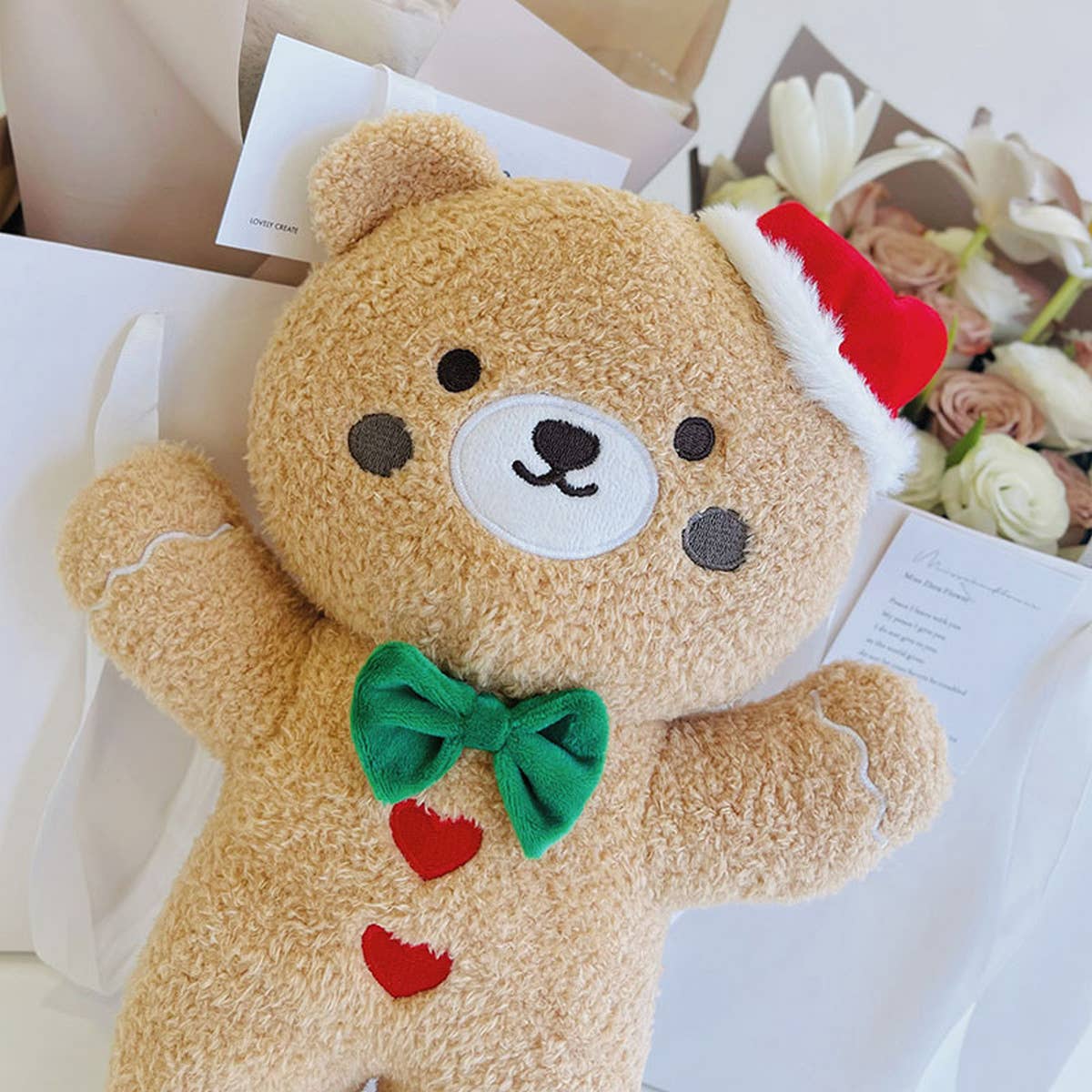 CUTE BEAR DOLL PILLOW WITH SANTA HAT