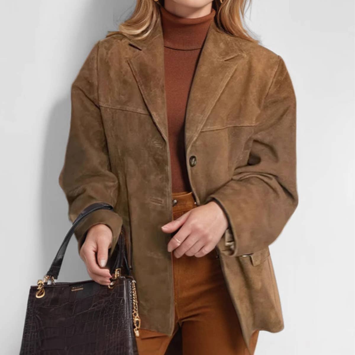 Vintage-Inspired Loose Pocket Long Sleeve Blazer