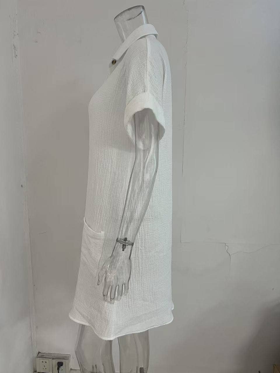 Simple solid-color casual lapel shirt dress