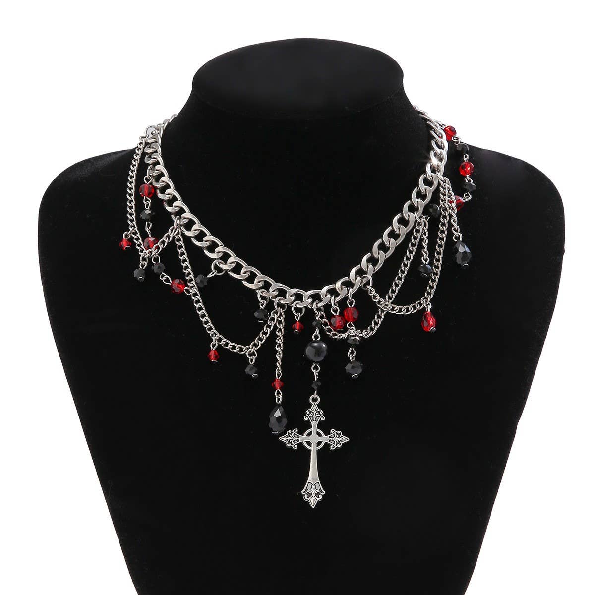 HIP HOP CROSS PENDANT DARK CLAVICLE NECKLACE