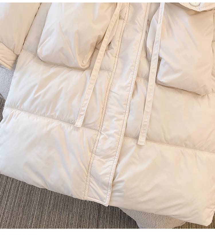 Thick,hooded,mid-length cotton-padded jacket