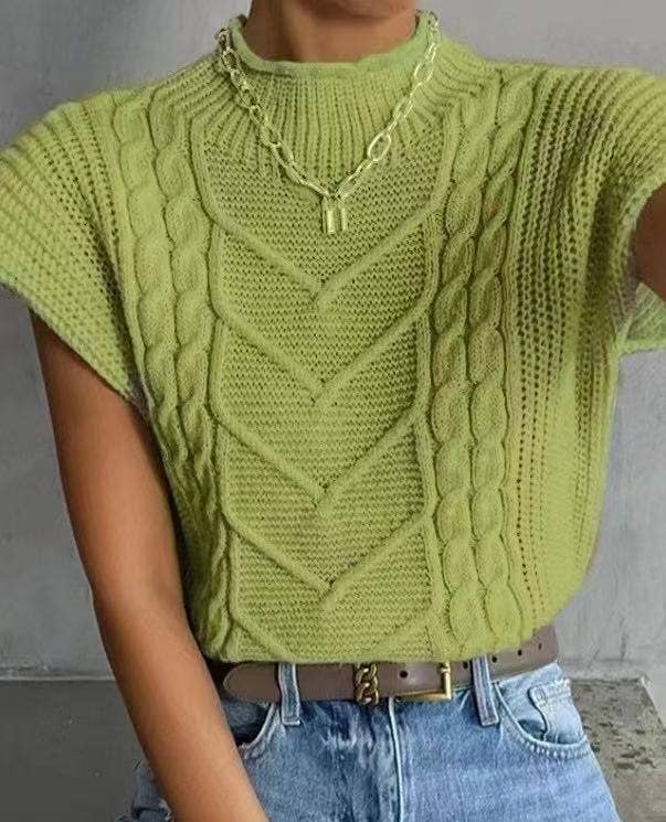 Solid-color twisted high-necked vest