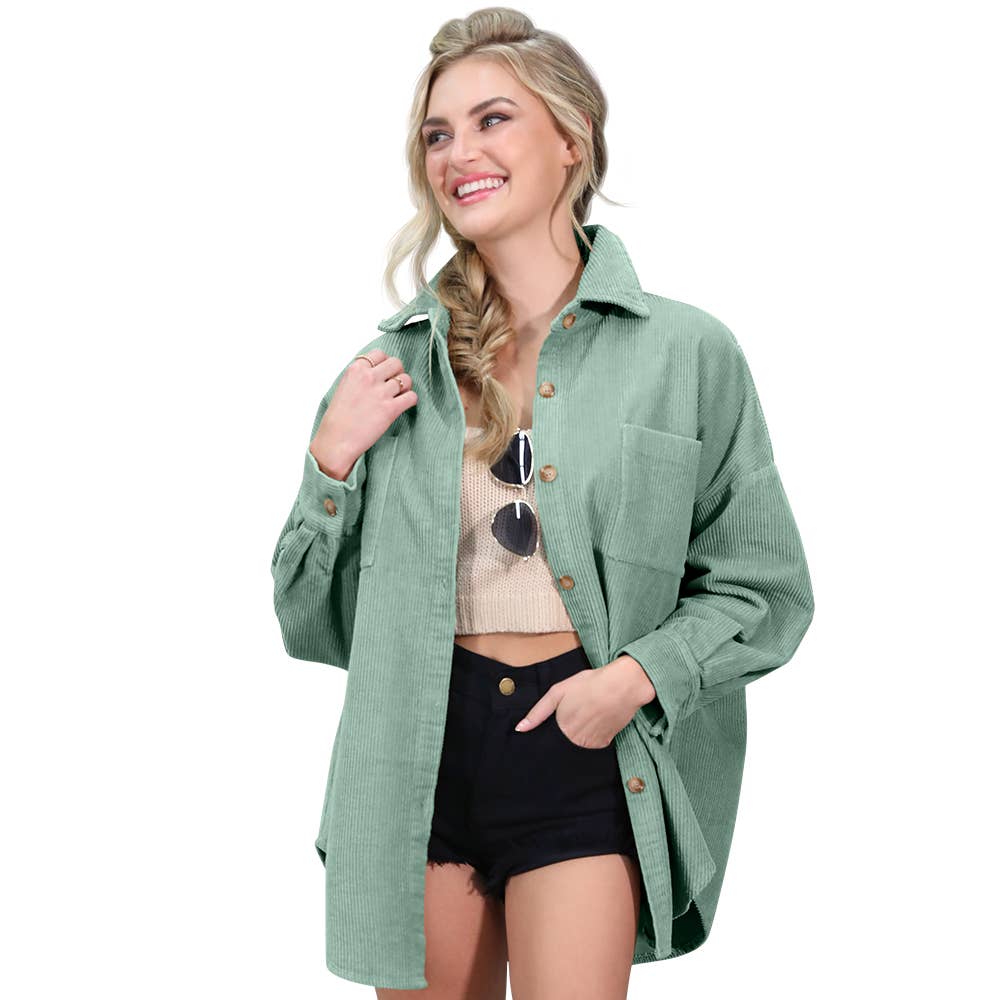 WOMEN LOOSE BUTTON DOWN JACKET_CWOJA695