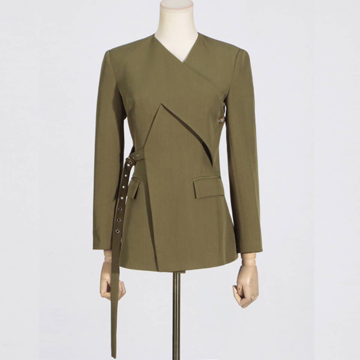 Chic V-Neck Belted Blazer Jacket for Women