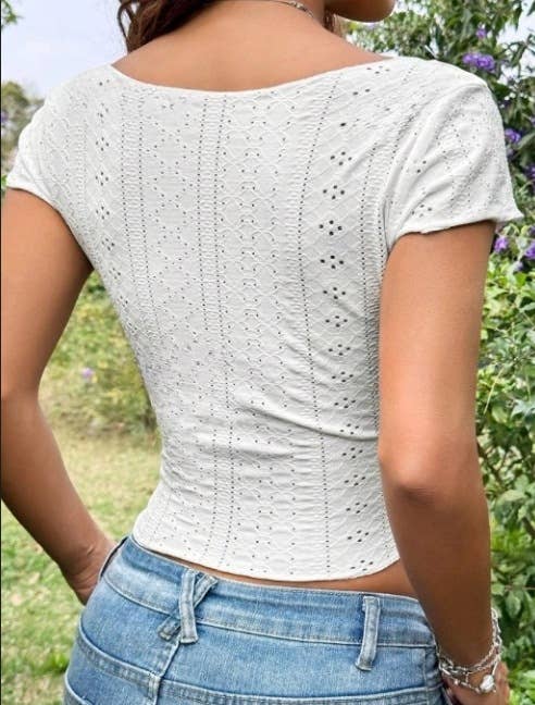 Sexy solid-colored low-cut square-neck short Top