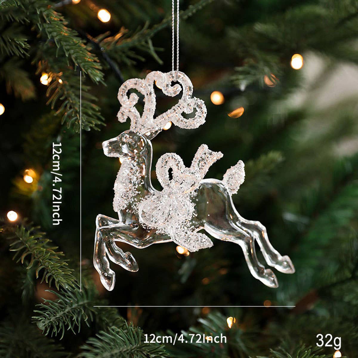Clear Acrylic Christmas Tree Ornament with Glitter