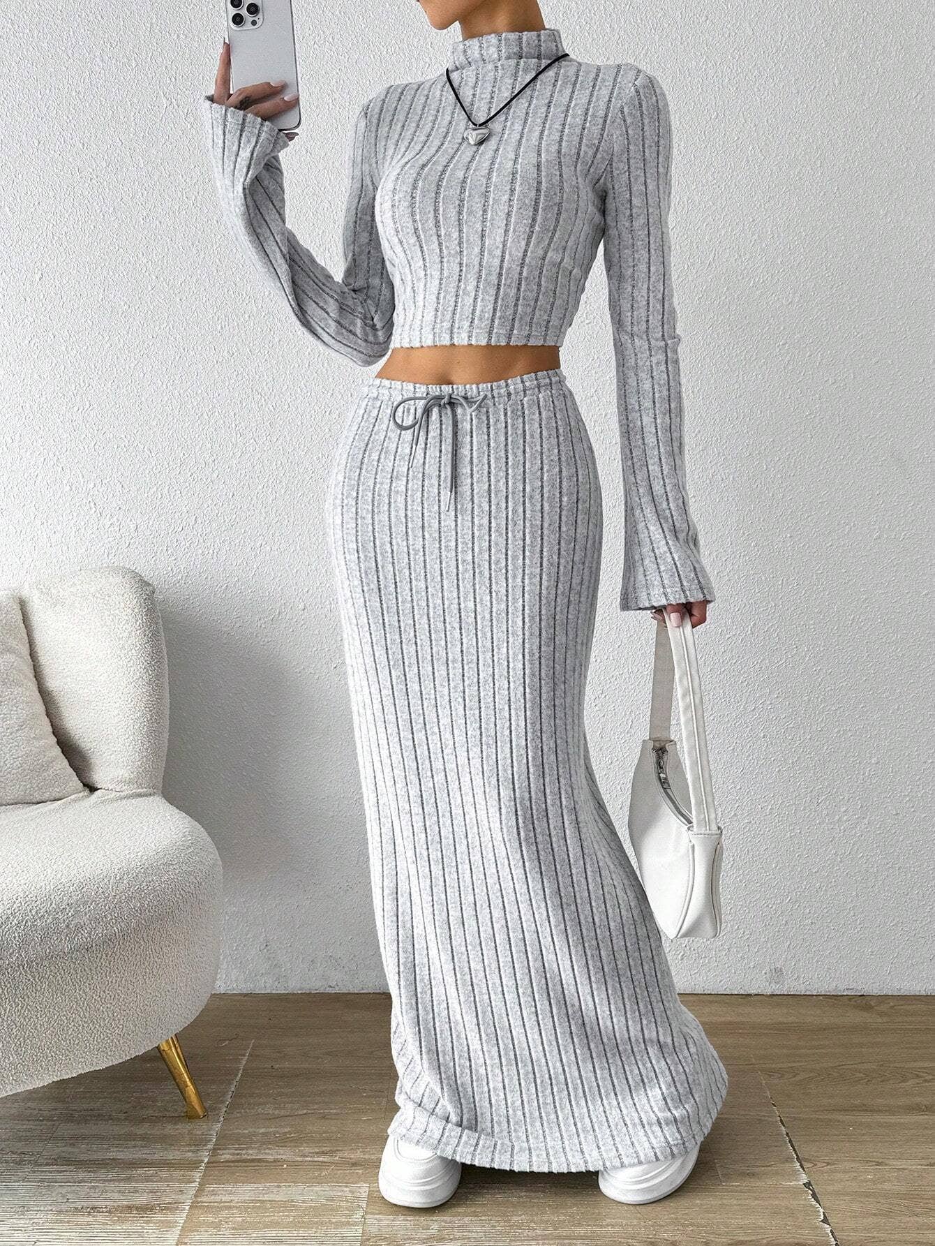 FASHION ALL-IN-ONE COMMUTER KNIT TWO-PIECE SET