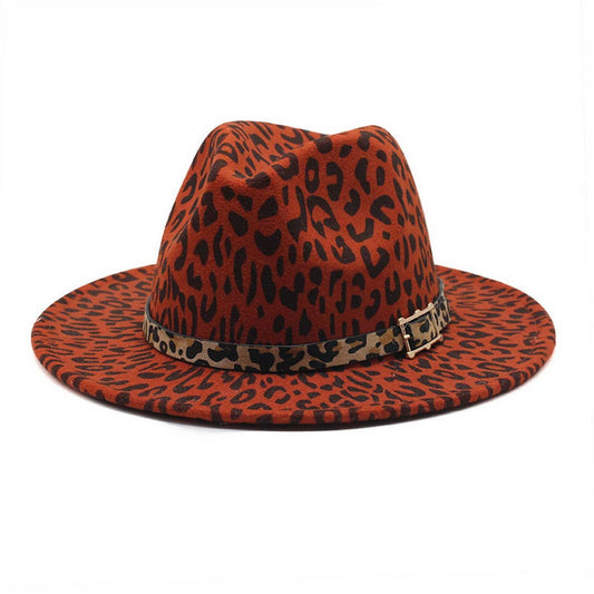 LEOPARD PRINT WOOLEN HAT AND LEOPARD PRINT BELT_CWAH2557