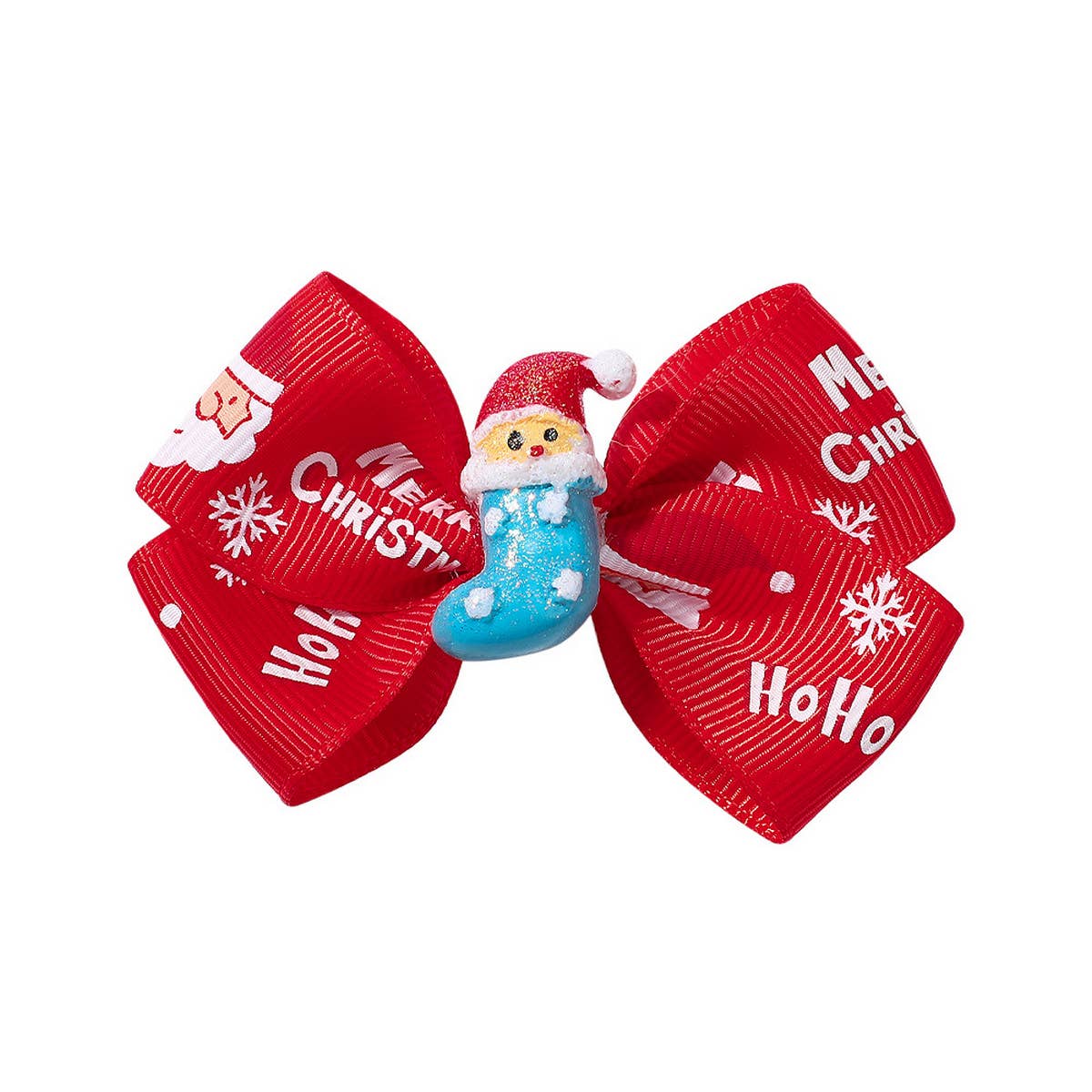CHILDREN'S SANTA CLAUS PRINTED BOW HAIRPIN