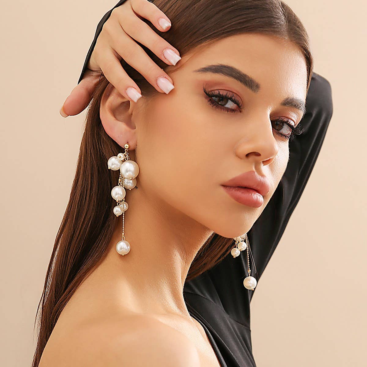 IMITATION PEARL TASSEL PENDANT EARRINGS