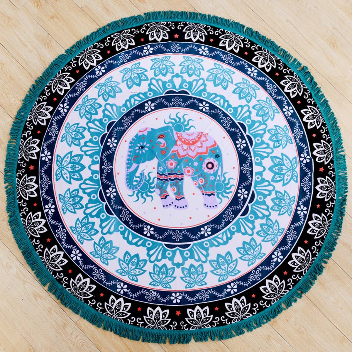 Round Microfiber Tassel Beach Towel Blanket