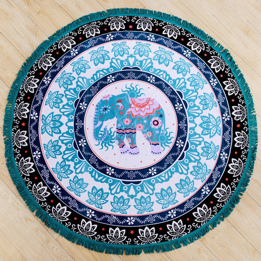Round Microfiber Tassel Beach Towel Blanket