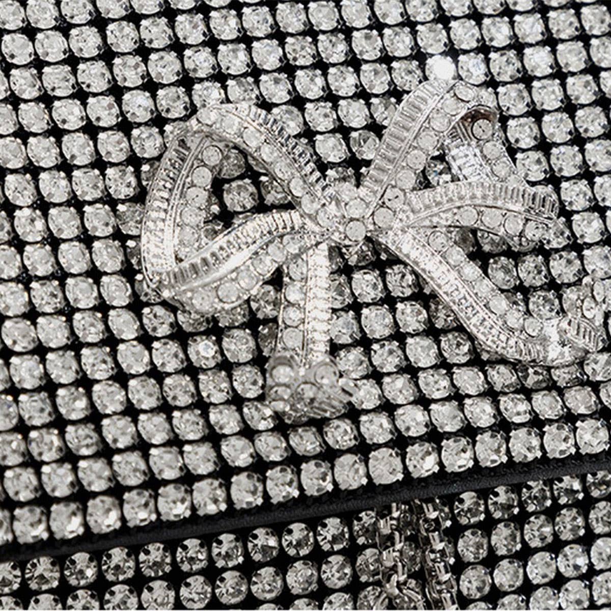 FASHIONABLE BOW TASSEL RHINESTONE EVENING BAG_CWAB3602