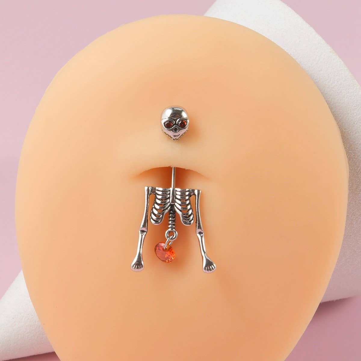 Halloween Skull Pearl Dangle Belly Button Ring