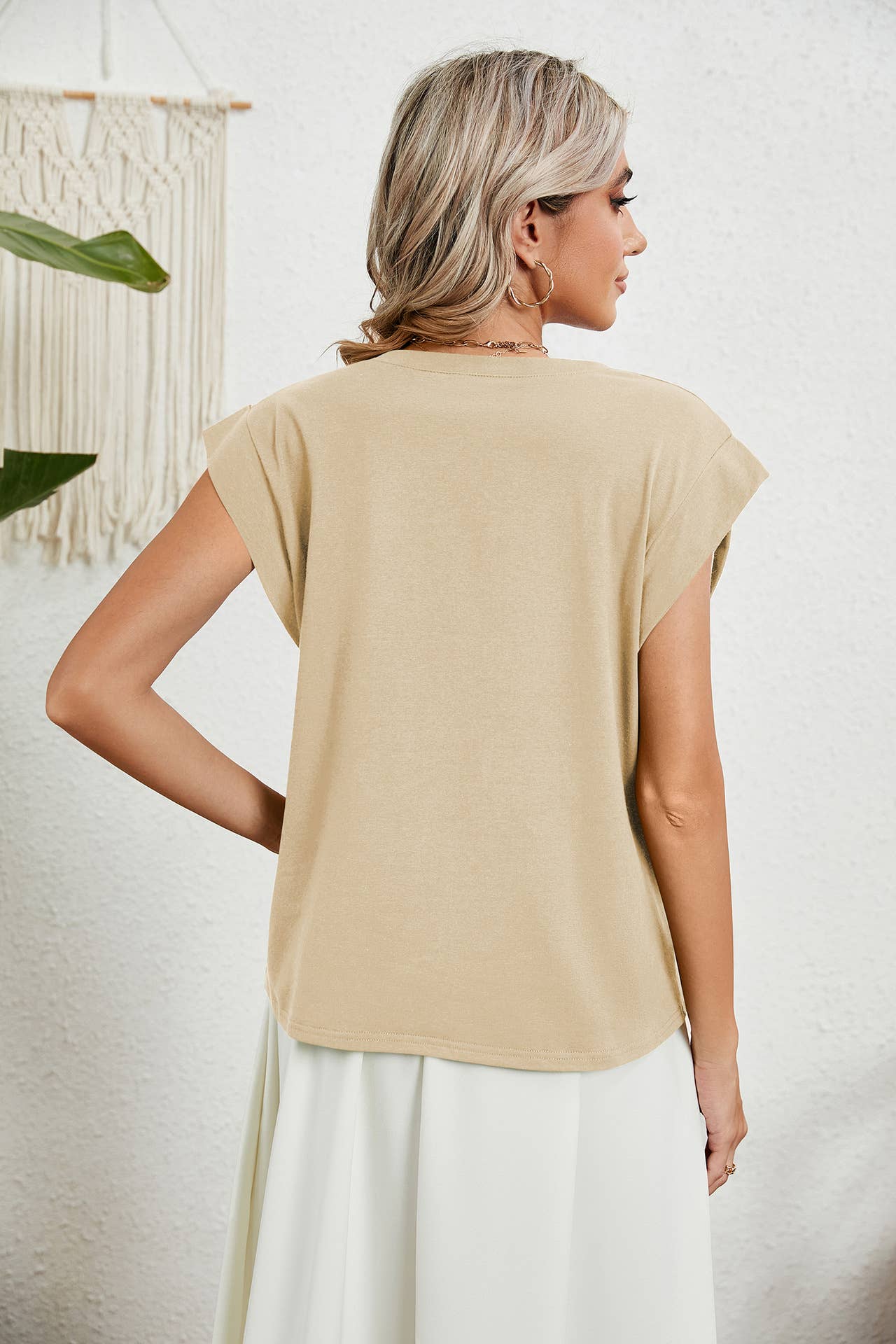 V-NECK SOLID COLOR CASUAL TANK TOP T-SHIRT